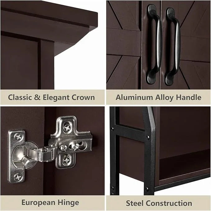 Over The Toilet Rack for Bathroom, Over The Toilet Storage Cabinet, Over Toilet Bathroom Organizer with Double Barn Doors Space Saver Rack Above Toilet Storage Cabinet (Espresso) - ModernBath