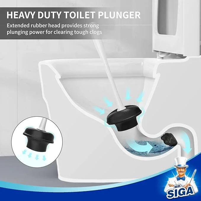 MR.SIGA Toilet Plunger and Bowl Brush Combo for Bathroom Cleaning, White, 2 Sets - ModernBath