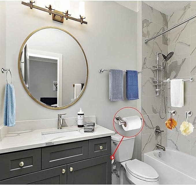 6 Pieces Brushed Nickel Bathroom Hardware Accessories Set, SUS304 Stainless Steel 24 Inch Bath Towel Bar Set, Round Bathroom Towel Holder Set, Towel Racks for Bathroom Wall Mounted - ModernBath