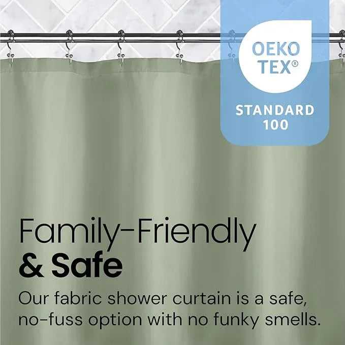 LiBa Green Shower Curtain, Fabric, Water Repellent Shower Curtain, Decorative Bathroom Curtains, 72" W x 72" H, Heavy Duty, Easy to Clean(Green) - ModernBath