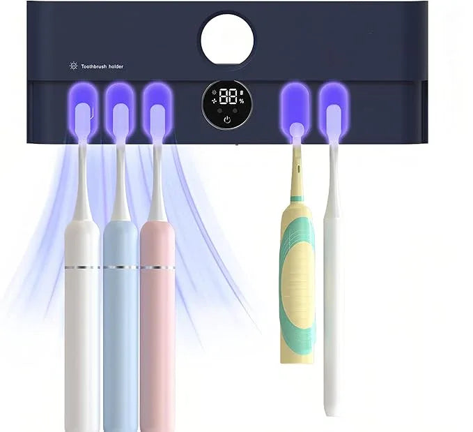 Electric Toothbrush Holder and Cleaner Auto Cleaning and Drying Toothbrushs in Circle Wall Mounted for Bathroom Accessory Auto Open/Close Cover Rechargeable Home Gadgets - ModernBath