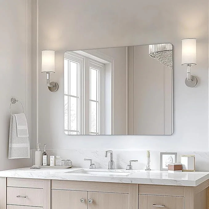 USHOWER 40x30 Inch Large Frameless Bathroom Mirror, Rectangle Wall Vanity Mirror for Bathroom, Bedroom, Entryway, Dining Room, Polished Edge, Tempered Glass - ModernBath