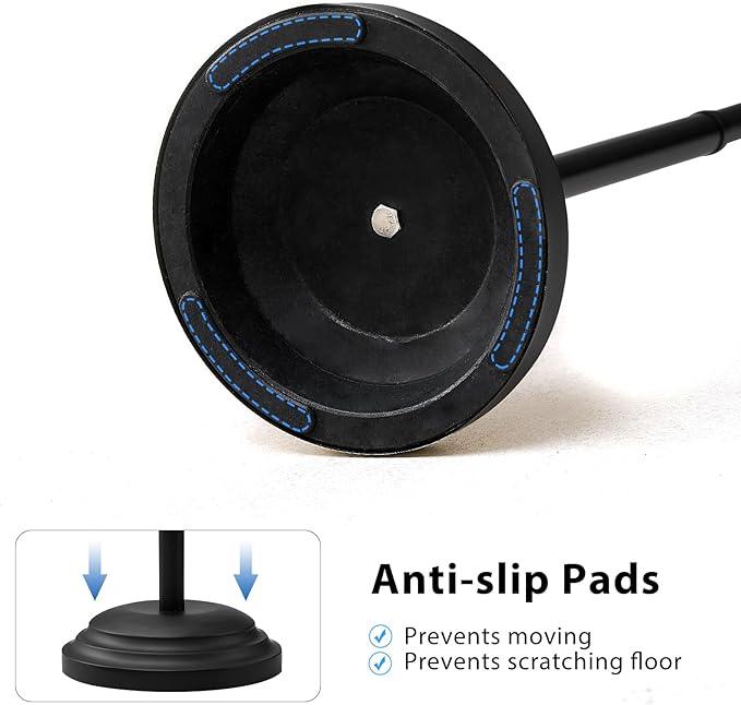 RUMOSE Toilet Paper Holder Stand for Floor,Matte Black Adjustable (12.4" to 22.8") Bathroom Toilet Tissue Holder, Free Standing Toilet Paper Roll Holder with Storage, Stainless Steel - ModernBath