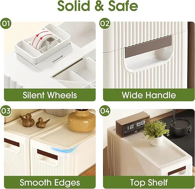 5 Drawers Narrow Storage Cabinet, Slim Bathroom Storage Cabinet, Plastic Rolling Cart Organizer for Small Spaces, Laundry, Office, Home, White - ModernBath