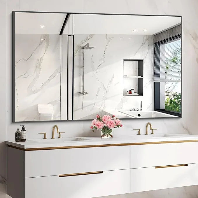 COFENY 40x60inch Black Bathroom Mirror, Black Rectangle Mirror with Frame, Large Rectangular Wall Mirrors for Bathroom, Living Room, Hair Salon, Big Farmhouse Mirror Hang Horizontal/Vertical - ModernBath