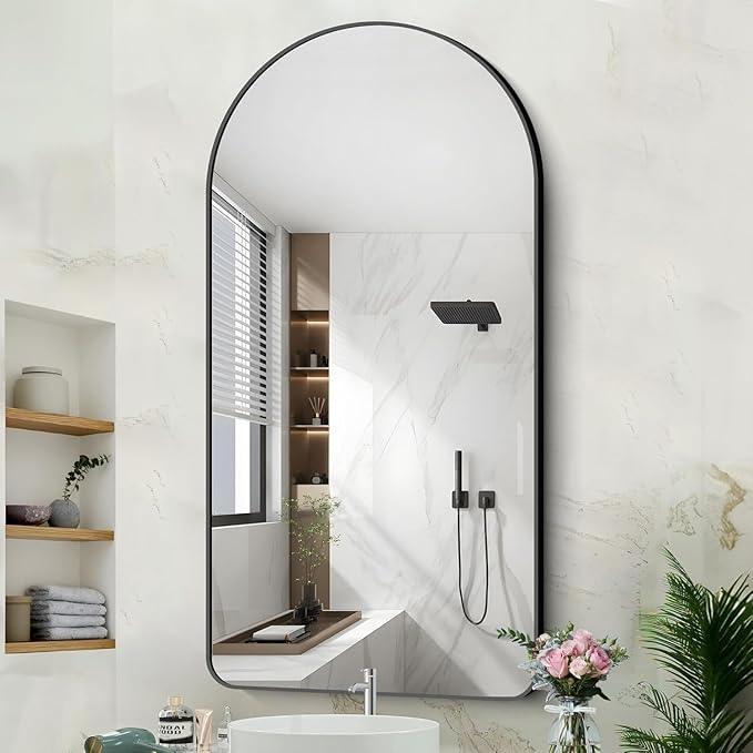 Arched Bathroom Mirror, 60"x36" Black Arched Mirror for Bathroom, Wall Mounted Mirror, Black Vanity Wall Mirror Metal Frame for Bedroom, Entryway, Living Room, Vertically Hanging - ModernBath