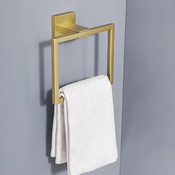 10-Piece Bathroom Hardware Kit - Brushed Finish SUS304 Stainless Steel Set, Featuring 2 x 23.6 Towel Bars, 2 Towel Rings, 2 Toilet Paper Holders & 4 Towel Hooks (Brushed Stainless) (Brushed Gold) - ModernBath