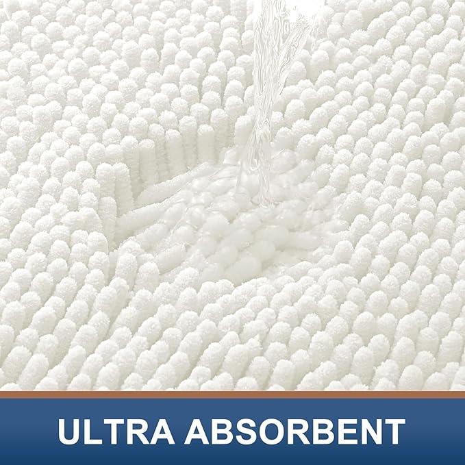 Smiry Luxury Chenille Bathroom Rugs 36x24, Extra Soft and Absorbent Shaggy Bath Mat, Machine Washable, Non-Slip Plush Carpet Runner for Tub, Shower, and Floor, Home Decor Accessories, Ivory - ModernBath