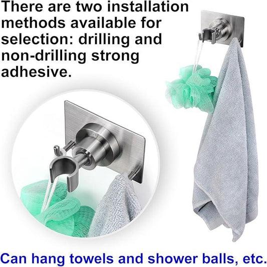 Shower Head Holder All Metal Strong Adhesive and Drilling Screws Two Installation Methods, Adjustable Handheld Shower Head Mount,Stainless Steel Hand held Showerhead Wand Bracket - ModernBath