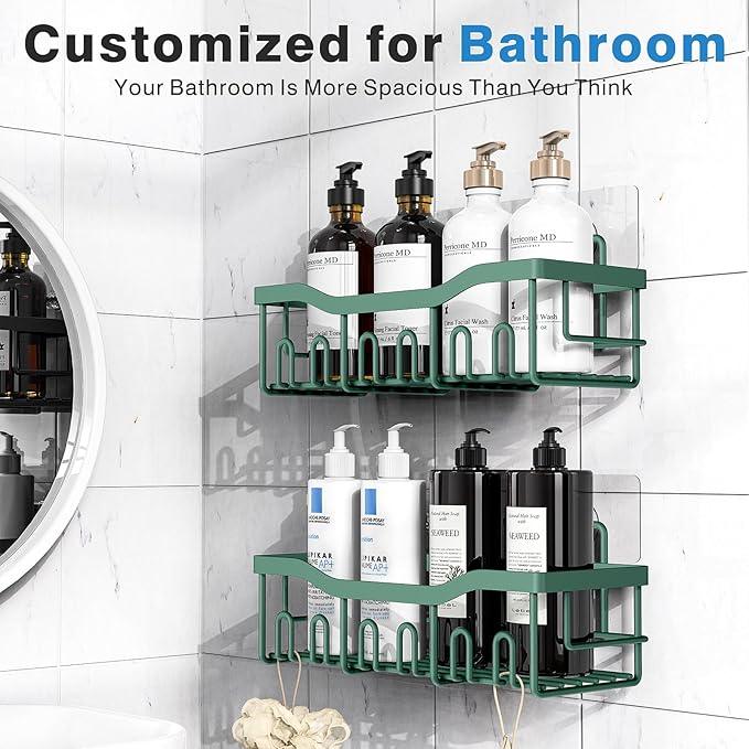 EUDELE Shower Caddy 2 Pack, Adhesive Shower Organizer for Home Decor & Kitchen Storage, No Drilling, Rustproof Stainless Steel Bathroom Shelf Organizer - ModernBath