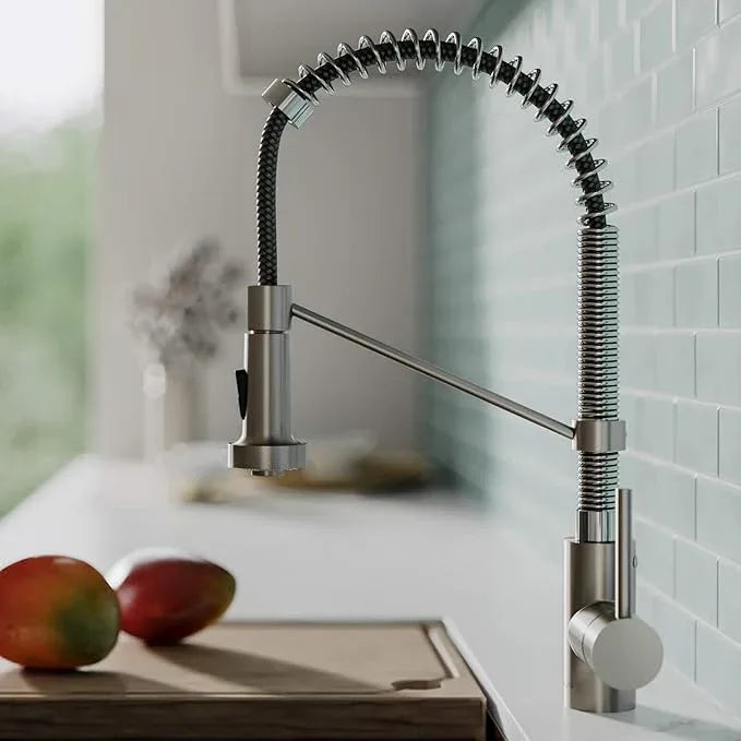 KRAUS Bolden Commercial Style 2-Function Single Handle Pull Down Kitchen Faucet in Spot-Free Stainless Steel/Chrome, KPF-1610SFSCH (Pack of 1) - ModernBath