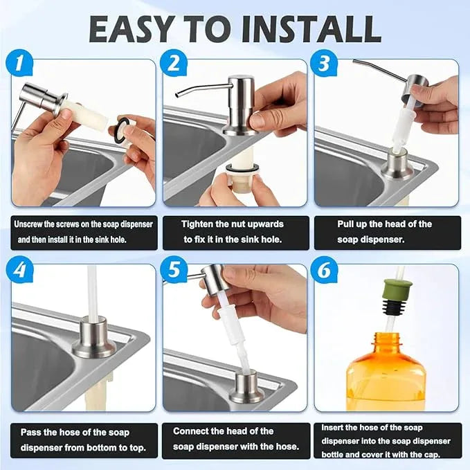 Soap Dispenser for Kitchen Sink,Stainless Steel Countertop Dish Soap Dispenser Pump with 47" Extension Tube - ModernBath