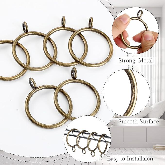 Maitys 100 Pcs Metal Curtain Rings with Eyelet 1.5-inch Inner Diameter Eyelet Curtain Rings for Drapery Clips Hooks for Sliding Window Bathroom Door Shower Rod (Bronze) - ModernBath