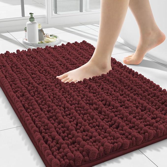 Smiry Bathroom Rugs Mat 24x16, Extra Soft Absorbent Chenille Bath Rugs, Non Slip Rubber Backing Machine Washable Quick Dry Bath Mats for Bathroom Floor, Tub, Shower, Home Accessories, Caramel Red - ModernBath