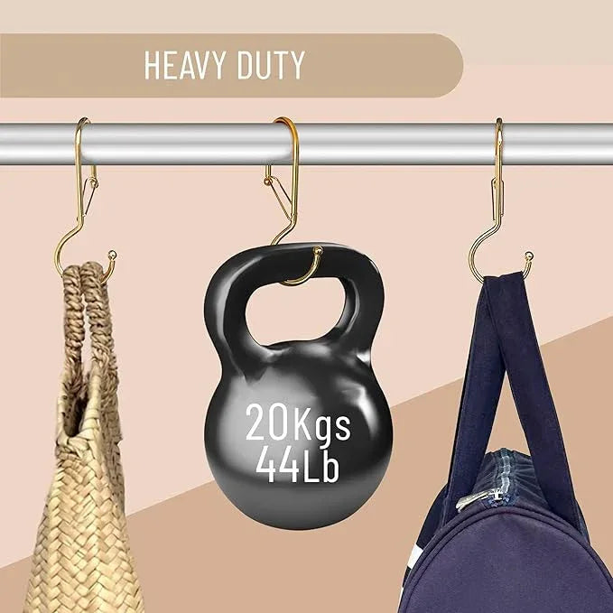 Blau Marité 6 Purse Hanger for Closet. Tote Hanger. S-Shaped Hooks S Hooks Twist Design. Anti Drop S-Shaped Hook for Hanging Handbags with Safety Buckle to Prevent Falls. Heavy Duty. (Gold, Twisted) - ModernBath