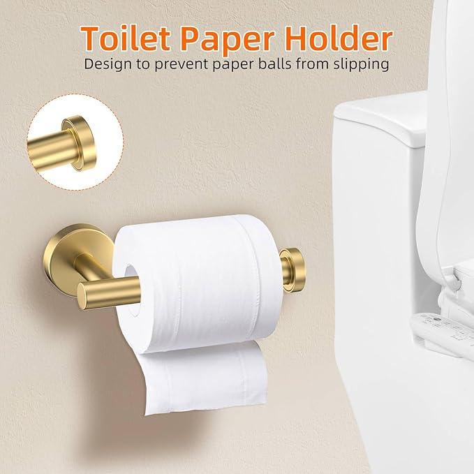 Brushed Gold 6 Pieces Bathroom Hardware Accessories Set Gold Towel Bar Set,Modern Towel Holder Set for Bathroom,Stainless Steel Towel Rack Set Wall-Mounted 23.6 Inch - ModernBath