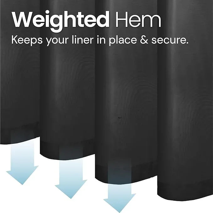 LiBa Black Shower Curtain, Heavy Duty Fabric, Soft Cloth Shower Curtain Liner, Hotel Quality with Magnets Shower Curtains for Bathroom, 72 x 72 Inches(Black) - ModernBath