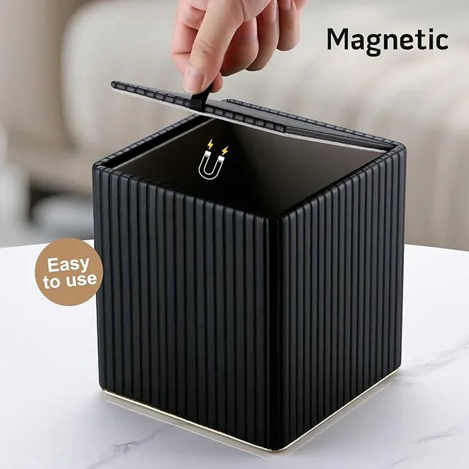KINGFOM Tissue Box Cover, PU Leather Square Tissue Box Holder for Kleenexs with Magnetic Bottom Cover for Facial Tissues/Napkins, Office & Living Room Decor Box Black - ModernBath