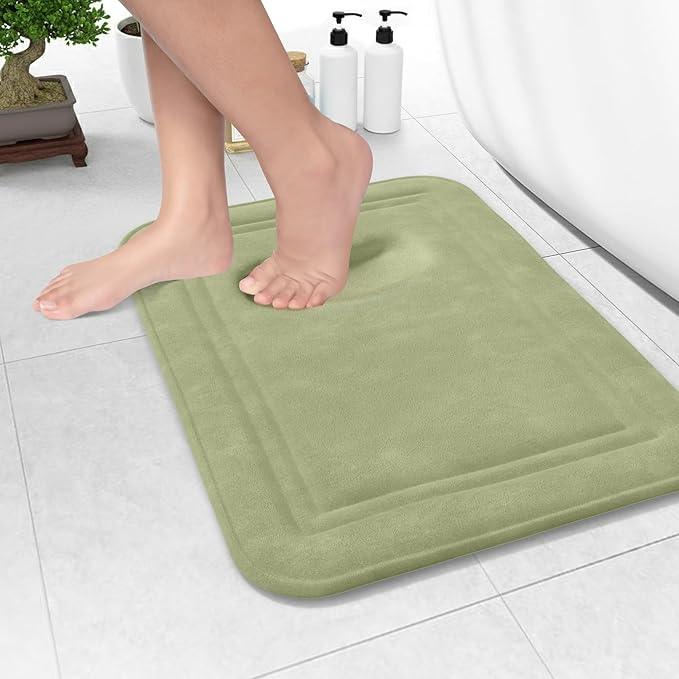 ITSOFT Memory Foam Bath Mat 24x16, Non Slip, Machine Washable, Quick Dry & Absorbent Rugs, Bath Mats for Bathroom Floor, Tub & Shower, Bathroom Rug, Sage Green - ModernBath