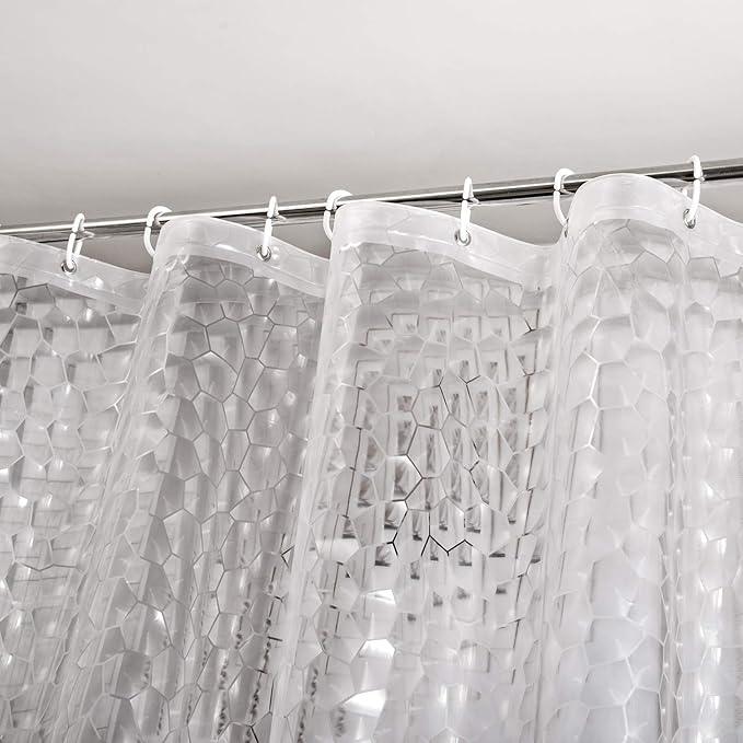 WELTRXE EVA Shower Curtain Liner with Magnets, 72 x 78 Inch Waterproof 3D Water Cube Clear Bathroom Shower Curtains, No Chemical Smell, Heavy Duty, Extra Long for Shower Stall, Bathtubs, 12 Hooks - ModernBath