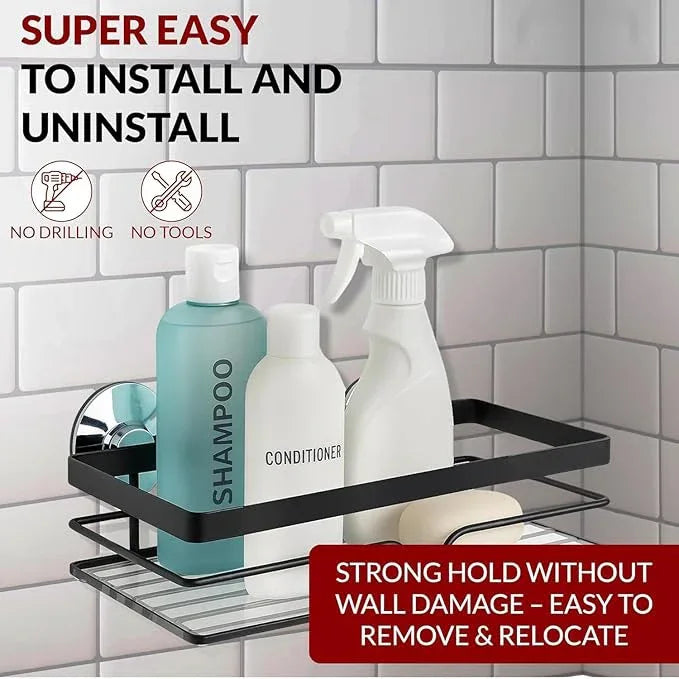 2-Pack Corner Shower Caddy - Rustproof Premium Metal Shelves with Adhesive Pads, No Drilling Required, Wall-Mounted Bathroom Organizer and Storage - Black - ModernBath