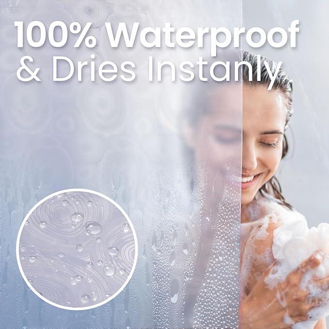 LiBa PEVA Shower Curtain Liner with 12 Plastic Rings - 8G Waterproof Shower Liner for Bathroom, 72x72 Inch Stall Shower Curtain Liner with Magnets, Oceanic Gradient Weighted - ModernBath