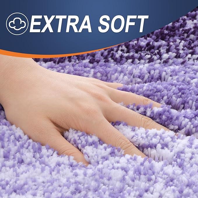 OLANLY Bathroom Runner Rugs 59x20, Extra Soft Absorbent Microfiber Bath Rugs, Rubber Backing, Quick Dry, Machine Washable Bath Mats for Bathroom Floor, Tub and Shower, Home Decor Accessories, Violet - ModernBath