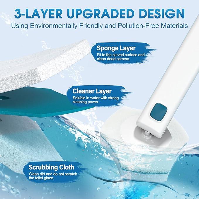BALORIZ Disposable Toilet Brush Refills 32 Count Toilet Refills, Disposable Toilet Bowl Brush Refill Pads for Bathroom and Toilet Cleaning (Not Compatible with Other Brand Toilet Handle) - ModernBath