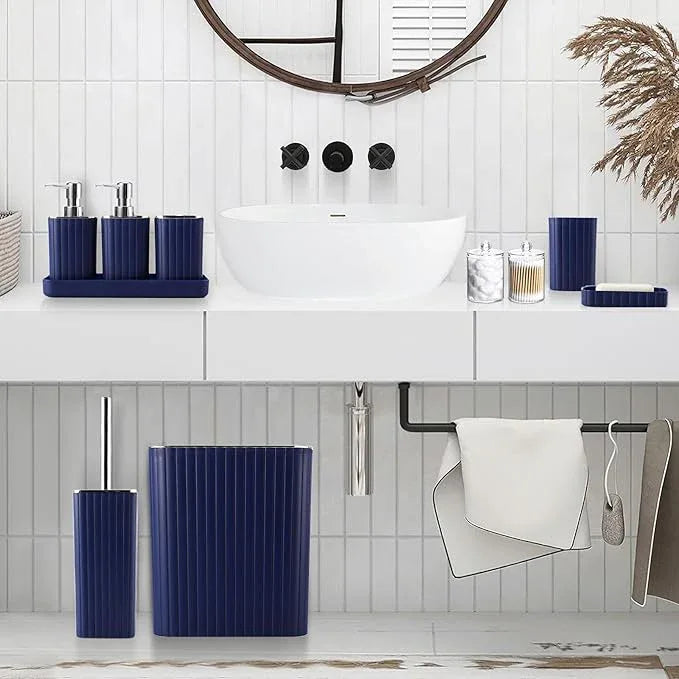 XLHOMO 26PC Bathroom Accessories Set - Gorgeous Blue Bathroom Set, Bathroom Accessory Set, Blue Shower Curtain Set with Bathtub Mats for Shower Tub - ModernBath