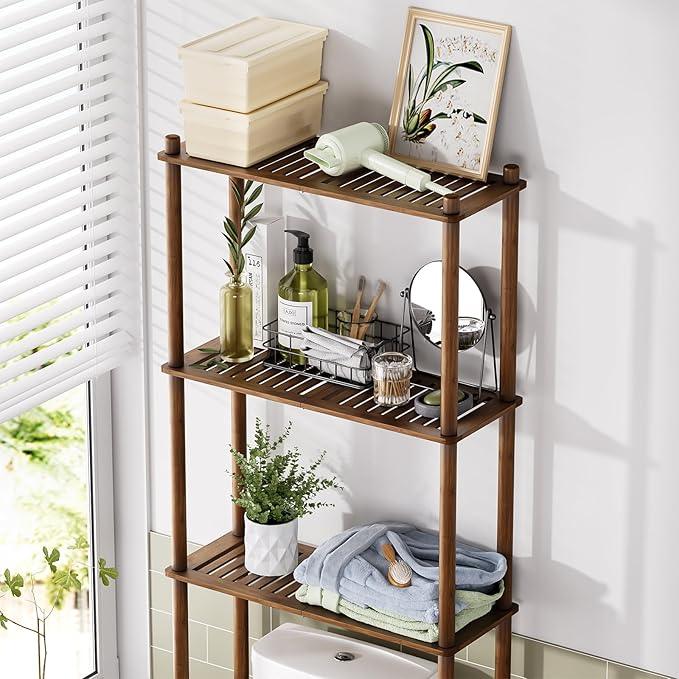 AmazerBath Bamboo Over The Toilet Storage Shelf, Over Toilet Bathroom Organizer Rack, 3-Tier Bathroom Shelves Over Toilet, Space Saver, Walnut Brown - ModernBath