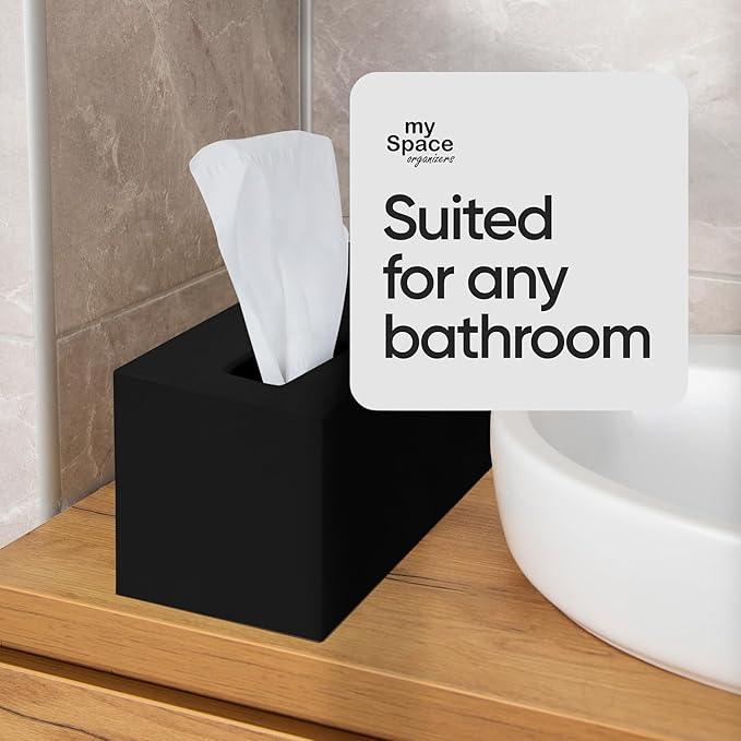 Rectangle Tissue Box Cover | Fits Tall Tissue Boxes | Black Tissue Box Holder for Bathroom | Premium Acrylic Tissue Cover - ModernBath