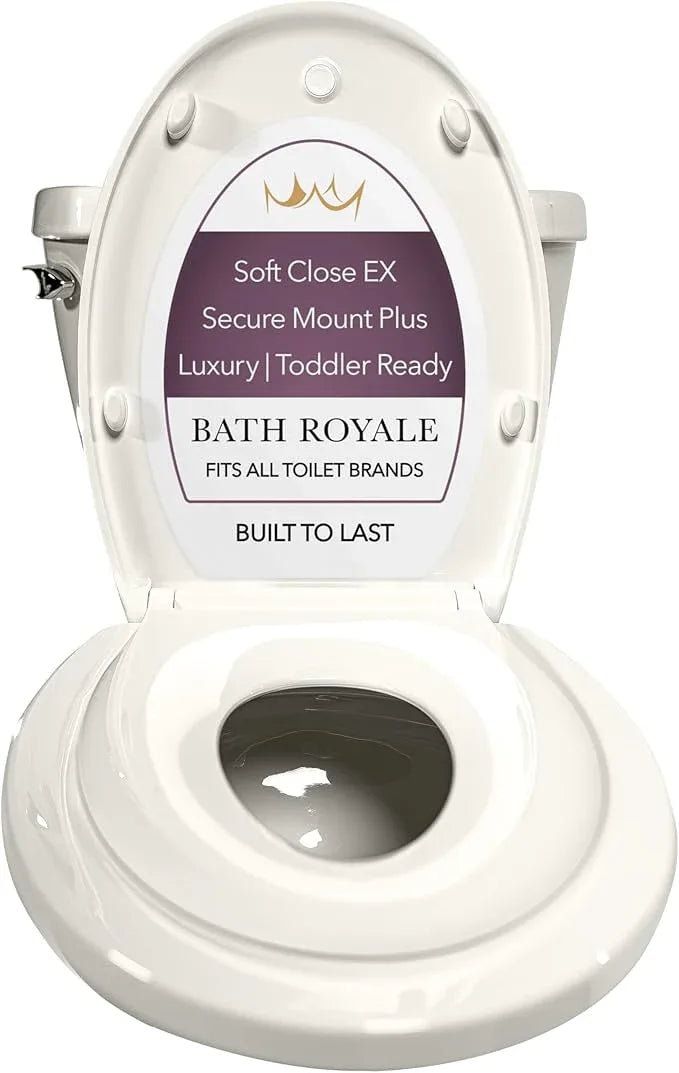 BATH ROYALE Potty Training Seat - Soft Close, Adult/Child, Kingsport BR721-01, Elongated Biscuit/Linen - ModernBath