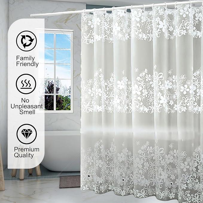 TIKABC Shower Curtain Liner, 4G PEVA Shower Liner, Plastic Waterproof Shower Curtains, 72x72 inch with Grommet Holes 3 Magnetic Weights - ModernBath