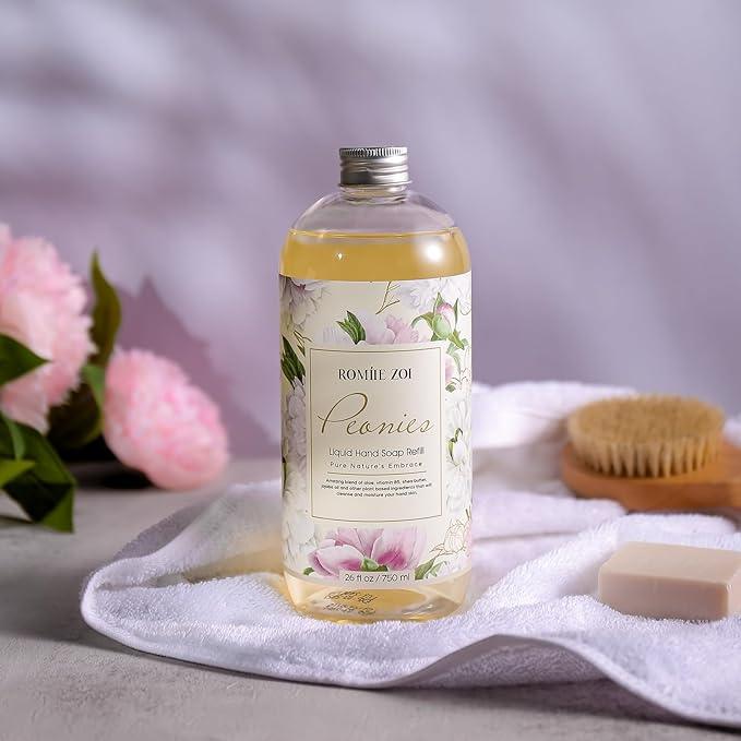 ROMIIE ZOI Liquid Hand Soap Refill, Peony, Gentle & Moisturizing Formula, 750 ML/ 26 FL OZ - ModernBath