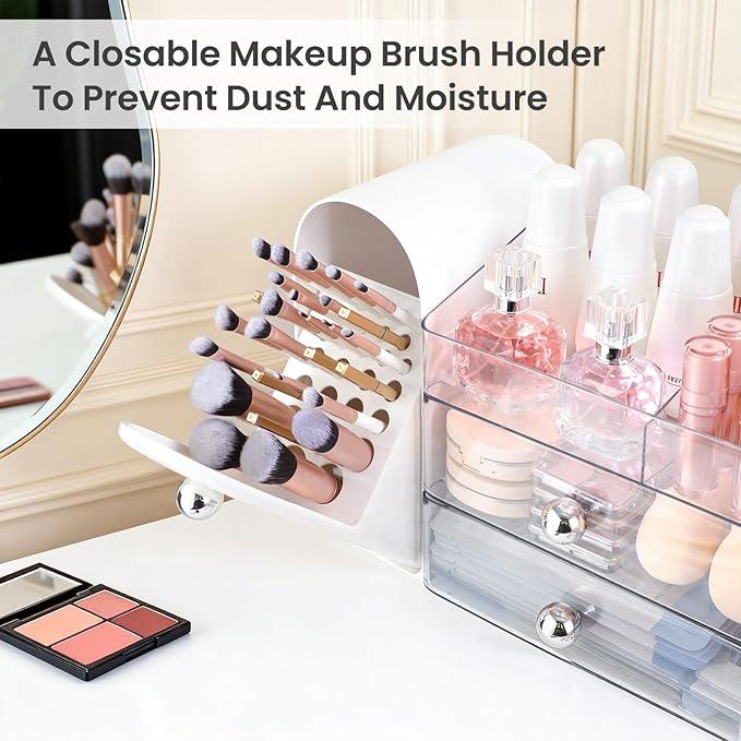 Makeup Organizer,Vanity Organizer with Makeup Brush Holder,Large Skincare Organizers and Bathroom Countertop Organizer,Storage Lipstick,Perfume,Nail Polish,Beauty,Hair Accessories,Gifts for Women - ModernBath