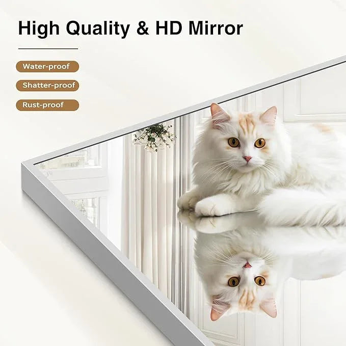 COFENY Silver Bathroom Mirror for Wall, 30x30 Inch Rectangle Mirrors with Metal Frame, Modern Vanity Wall Mirror Decor for Bathroom Living Room, Entryway Hangs Horizontal or Vertical - ModernBath