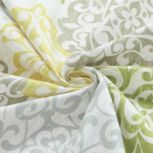 BESTRIPES Fabric Shower Curtain, Green Yellow Grey Boho Medallion Print Shower Curtains for Bathroom, 72" W x 72" H