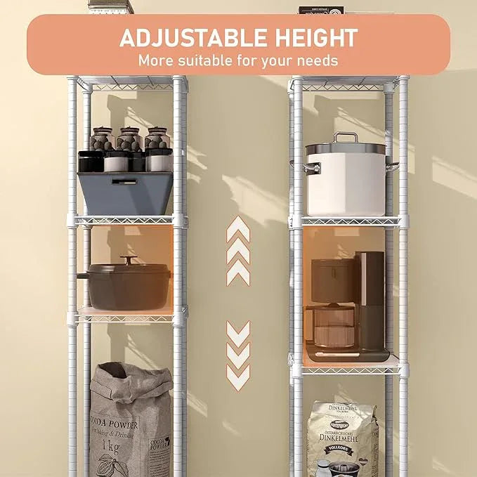 480 lbs Storage Shelves 4 Tier Shelving Units for Storage, Wire Shelving Unit for Closet, Adjustable Shelves for Bathroom Steel Organizer Wire Rack, White 11.8" D x 11.8" W x 47.3" H - ModernBath