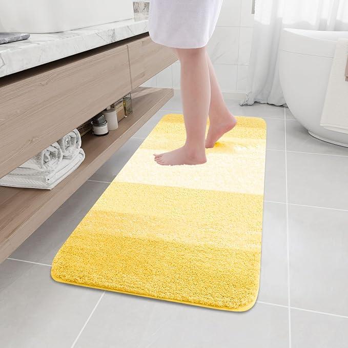 Arotive Microfiber Bathroom Rugs, Shaggy Soft and Absorbent Bath Rug, Non-Slip, Thick Plush Machine Washable Dry Bath Mats for Bathroom, Tub and Shower, 47x17, Yellow, Rectangular - ModernBath