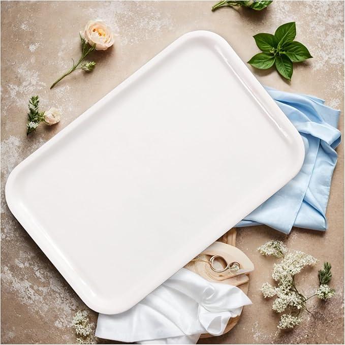 Yew & Tulip Natural Marble Vanity Tray, 12"x 8"x 0.7" Glossy White Serving Tray for Bathroom, Kitchen, Vanity, Home Decor, Wedding etc. (Polished White) - ModernBath