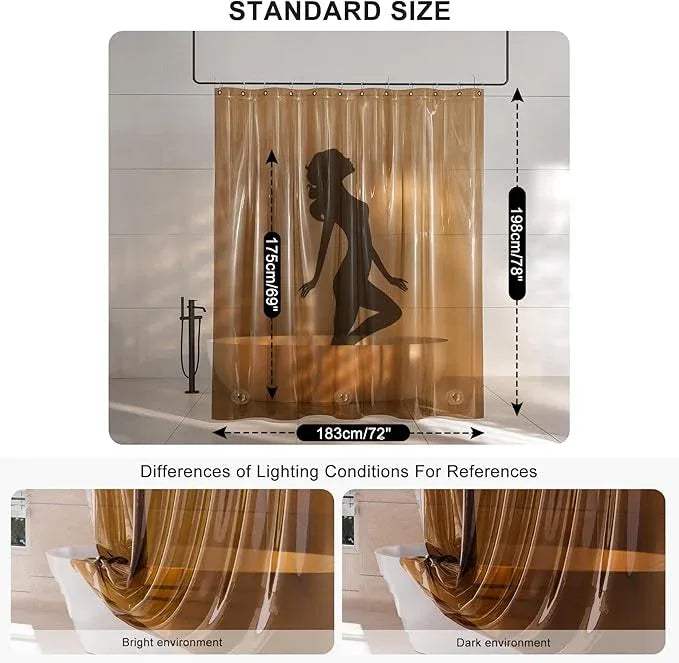 AmazerBath Long Shower Curtain Liner, 100% EVA Soft Clear Amber Heavy Duty 78 inch Shower Curtain and Liner 2-in-1, 72x78 Plastic Bathroom Shower Curtain, 12 Rustproof Grommets & 3 Weighted Stones - ModernBath