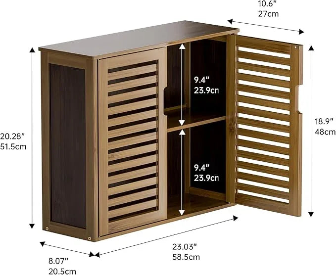 HITNET Medicine Cabinet, Bathroom Storage Cabinet Wall Mounted, Over The Toilet Space Saver Organizer with Doors and Bamboo Shelves, Walnut - ModernBath