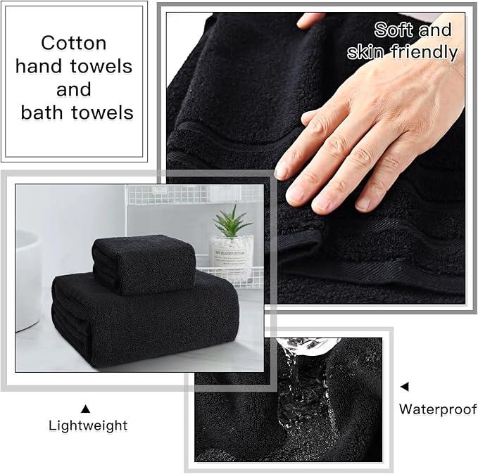 WSBArt 32PCS Bathroom Accessory Set Black Bathroom Accessories Bathroom Set, Shower Curtain Set, 2 Piece Bath Towel Set, 3PC Soap Dispenser, Toilet Brush & Trash Can - ModernBath