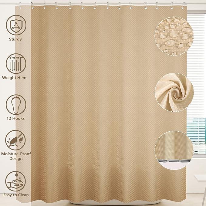 XLHOMO Bathroom Accessories Set - 25PC Bathroom Sets with Shower Curtain and Rugs, Beige Bathroom Set with Trash Can, Soap Dispenser, Soap Dish & Toilet Brush - ModernBath
