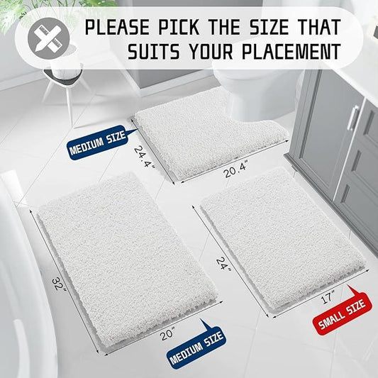 Yimobra Bath Rugs for Bathroom 32x20, Ultra Soft and Water Absorbent Bath Mats, Non Slip Plush Shower Mat Outside, Microfiber Thick Matts for Bathroom Floor/Tub, Machine Washable, Off White - ModernBath