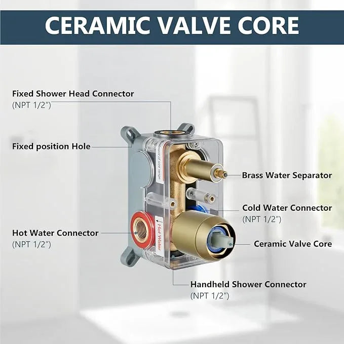 Aolemi Shower Faucet Set Rain Shower System with Handheld Spray Bathroom Shower Combo Rough-in Valve and Shower Trim Kit Included Brushed Gold 8 Inch Wall Mount Shower Head - ModernBath