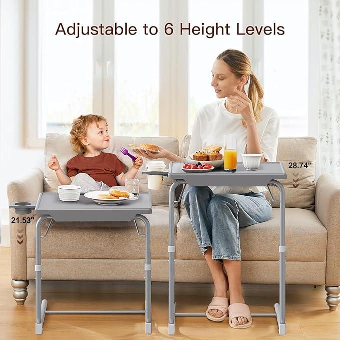 HUANUO Adjustable TV Tray Table - TV Dinner Tray on Bed & Sofa, Comfortable Folding Table with 6 Height & 3 Tilt Angle Adjustments (Gray) - ModernBath