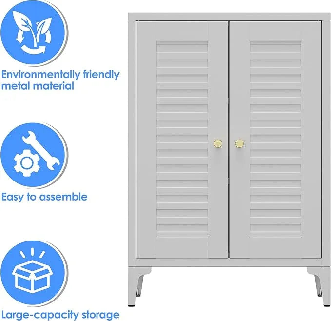 34" H Metal Pantry Cabinet, Kitchen Pantry Storage Cabinets with 2 Shelves, for Home Office Bathroom, Required Assembly, White - ModernBath