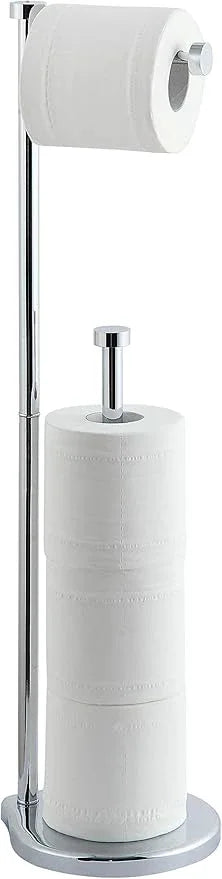 SunnyPoint Free Standing Bathroom Toilet Paper Holder Stand with Reserve, Reserve Area has Enough Space for Jumbo Roll (Chrome) - ModernBath