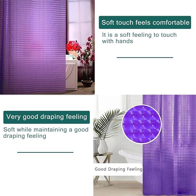 LQFMEHOT EVA Purple Shower Curtain Liner, 3D Plastic 5G Shower Liner with 12 Rustproof Metal Grommets and Weighted Magnets, Waterproof Duty for Bathroom 72 x 72 - ModernBath